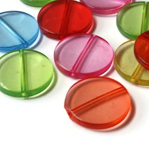 14 25mm Mixed Color Beads Clear Coin Acrylic Beads Flat Round Beads Coin Beads Assorted Color Beads Plastic Beads Jewelry Making