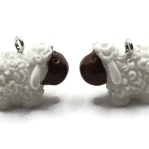 2 16mm White Sheep Charms Resin Charms Animal Pendants Miniature Cute Charms Jewelry Making Beading Supplies kitsch charms Smileyboy
