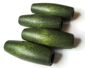 50 Perline In Legno Verde 18 Mm Con Foro Grande 10 Mm - Rustiche Per Macramè E Gioielli Fai Da Te - 3
