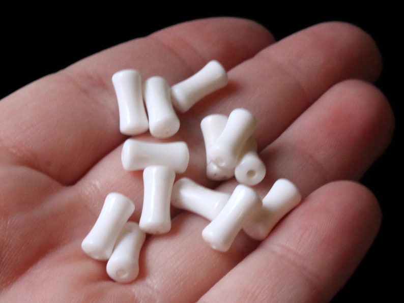 50 11mm X 5mm White Tapered Tube Beads Vintage Plastic Beads Etsy