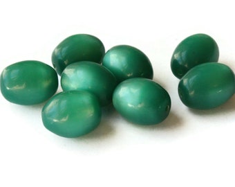 8 15mm Green Oval Beads Vintage Lucite Beads Moonglow Lucite Beads Jewelry Making Beading Supplies New Old Stock Beads Plastic Beads