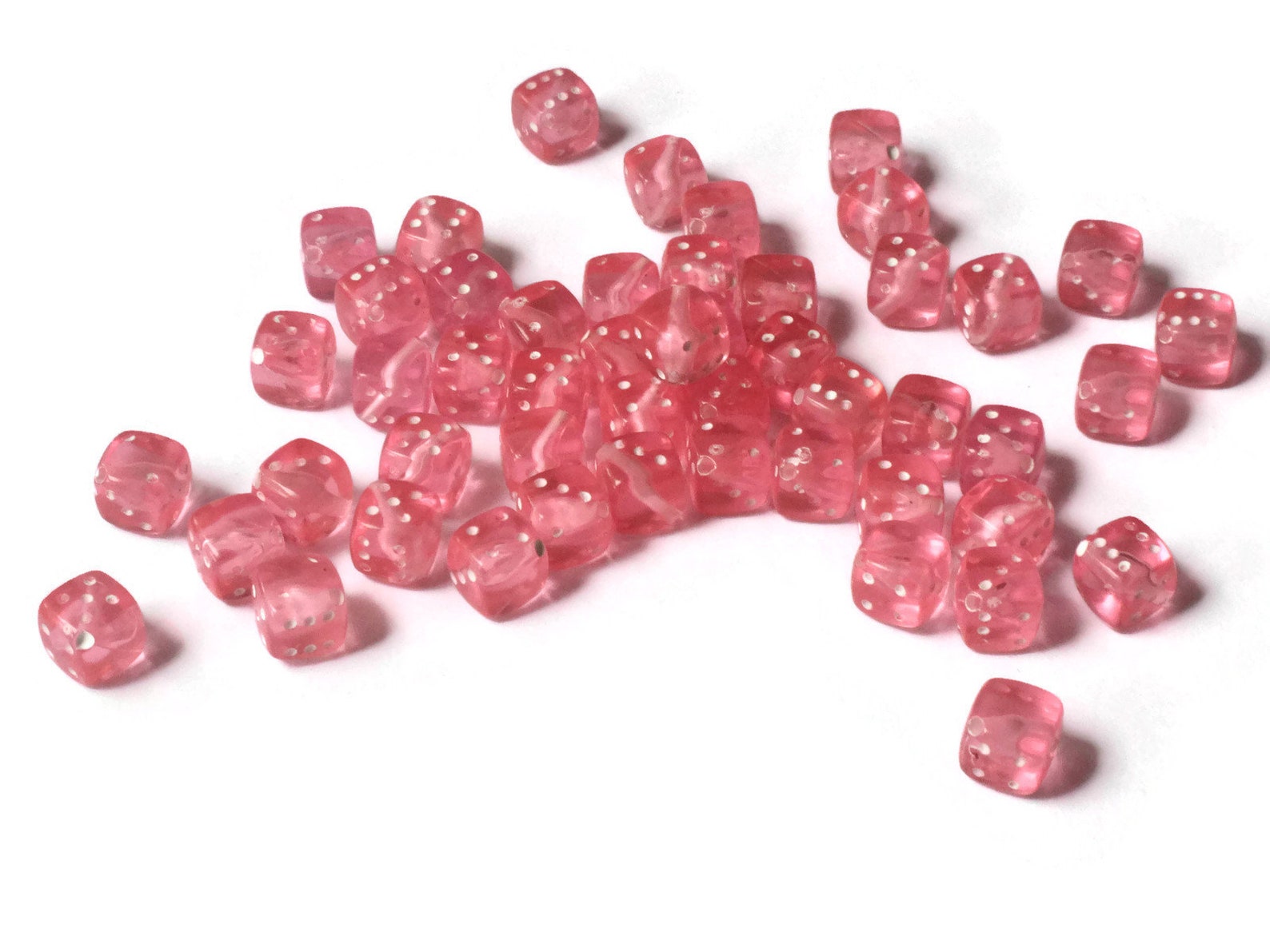 50 Pink Dice Beads 8mm Cube Beads 6 Sided Dice Beads Plastic Etsy