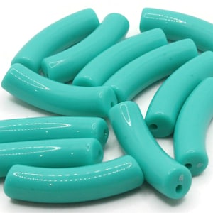 12 32mm Teal Green Curved Tube Beads Plastic Beads Jewelry Making Beading Supplies Loose Beads Smileyboy bR1