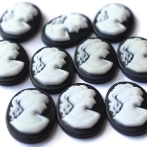 10 18mm x 13mm Cabochons Black Cameo Cabochons Resin Cameos Greek Style Cameo Art Nouveau Cameo Cabs Jewelry Making Supply Smileyboy