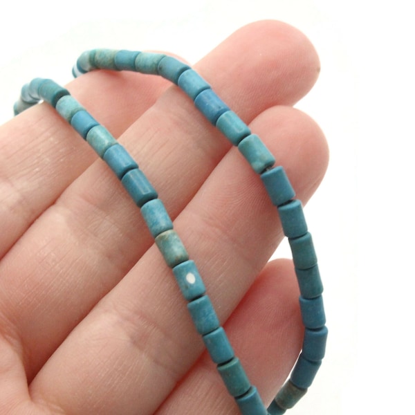 70 5mm Turquoise Blue Tube Gemstone Beads Dyed Beads Synthetic Turquoise Stone Beads Jewelry Making Beading Supplies bF3