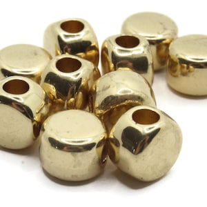 10 10mm Flat Round Large Hole Beads Coin Beads Vintage Gold Plated Plastic Jewelry Making Beading Supplies New Old Stock Focal Beads
