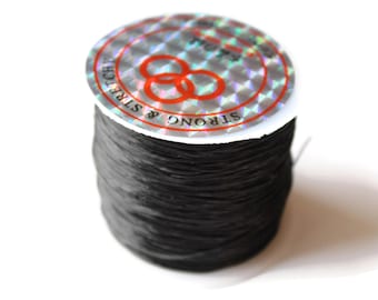 60 Meter Stretchy Cord 0.8mm Black Elastic Thread 196 Feet per roll of String Beading Supplies Stretch Elastic Wire Cord Jewelry Making