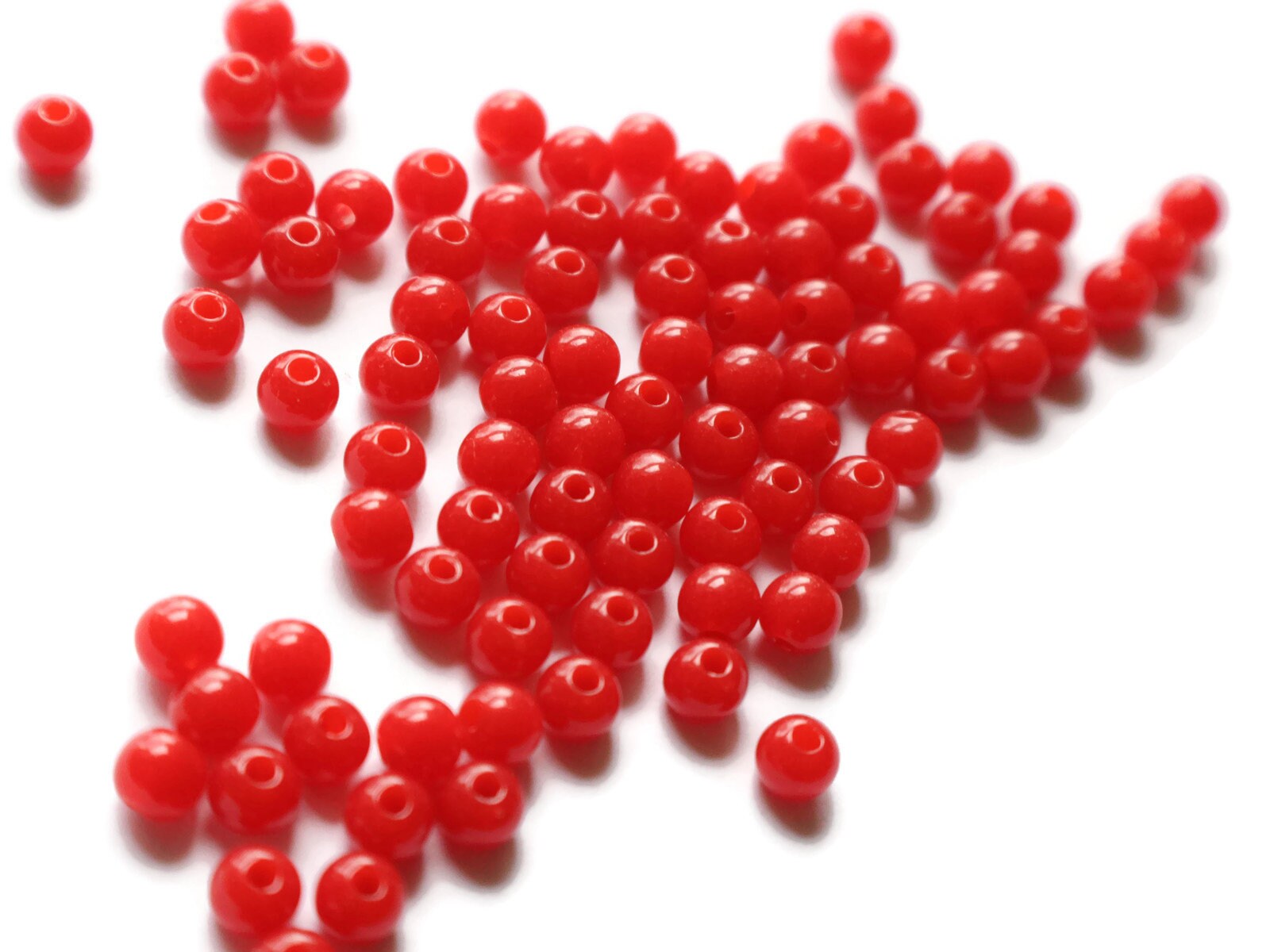 100 6mm Red Beads Smooth Round Beads Plastic Beads Bright Etsy