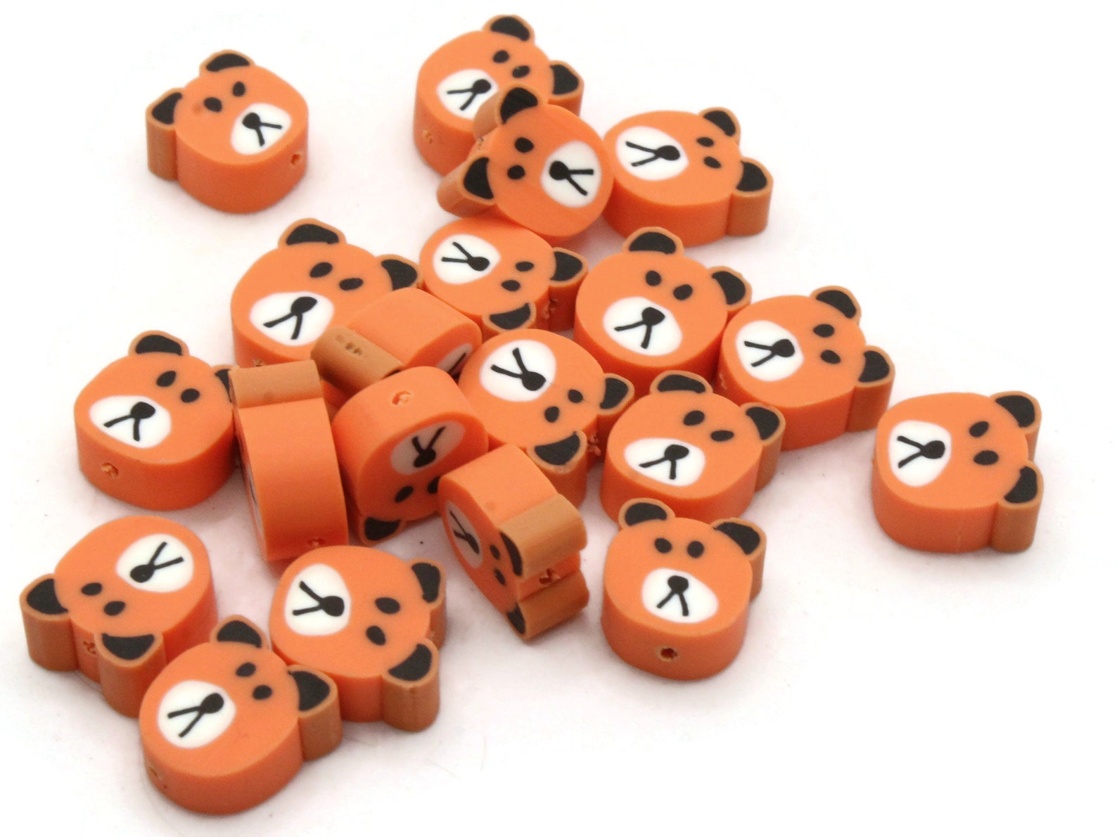 20 Orange Bear Head Beads Animal Beads Polymer Clay Beads Cute Etsy