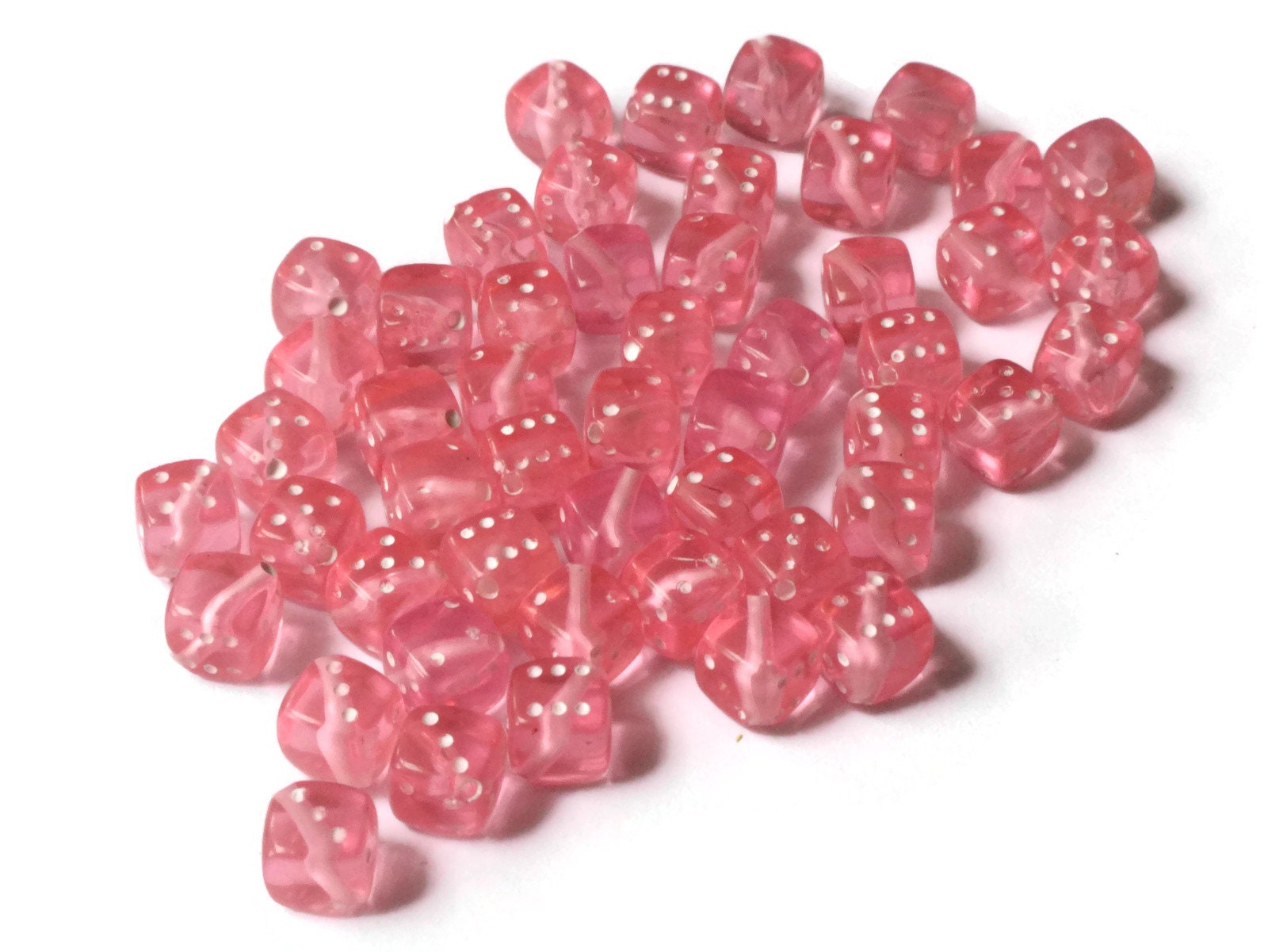 50 Pink Dice Beads 8mm Cube Beads 6 sided Dice Beads Plastic Etsy