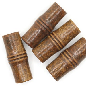 4 Tube Beads 40mm x 17mm Dark Brown Vintage Large Hole Wood Beads Wooden Beads Chunky Beads Macrame Beads New Old Stock Smileyboy