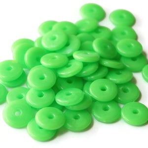 50 10mm Green Disc Beads, Vintage Plastic Beads, New Old Stock Beads Saucer Beads Loose Beads Jewelry Making Beading supplies image 5