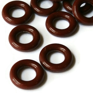 20 15mm Brown Ring Beads Vintage Plastic Links Jewelry Making Beading Supplies Loose Beads Large Hole Donut Beads Spacer Beads