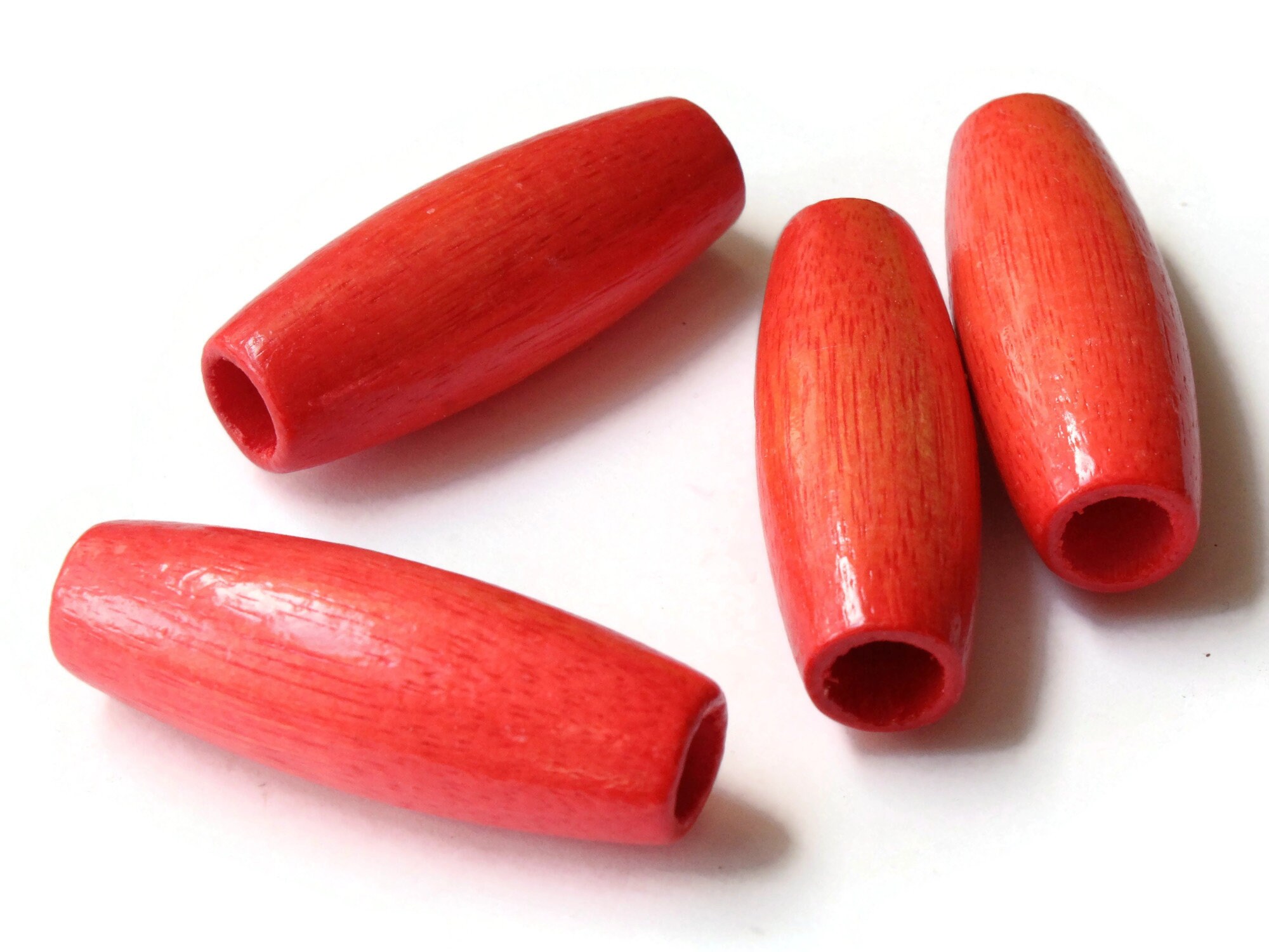 2 Inch Long Large Tube Beads Red Beads Wood Beads Wooden Beads Etsy