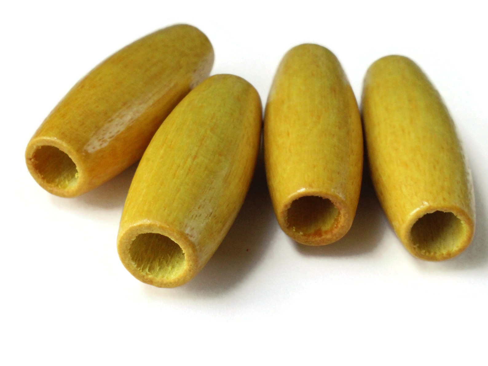 2 Inch Long Large Tube Beads Yellow Beads Wood Beads Wooden Beads ...