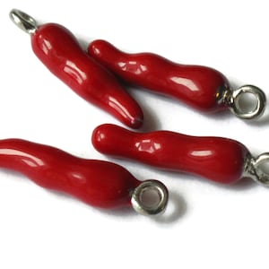 4 20mm Red Chili Pepper Charms Food Beads Small Enamel Charms Jewelry Making Beading Supplies Hot Pepper Charms, Vegetable Charms Smileyboy
