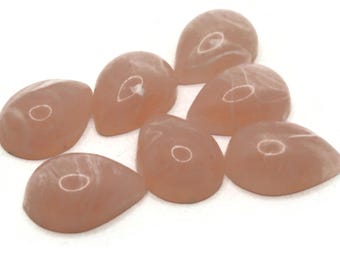7 17mm Pink Teardrop Flatback Vintage Lucite Cabochons Jewelry Making Crafting Supplies Plastic Dome Cabochons