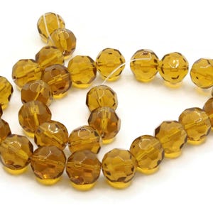 28 12mm Golden Brown Faceted Round Beads Full Strand Glass Beads to String Jewelry Making Beading Supplies