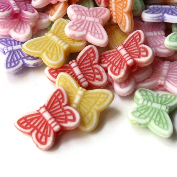 100 14mm Mixed Color Butterfly Beads Plastic Butterflies Moth Beads Animal Acrylic Beads Jewelry Making Beading Supplies Loose Beads bI3