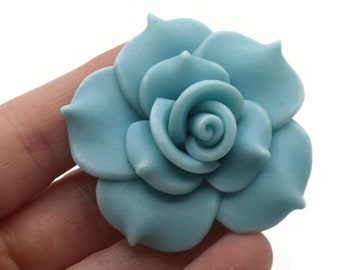 2 2 Inch Blue Flower Beads Polymer Clay Beads Floral Beads to String Jewelry Making Beading Supplies