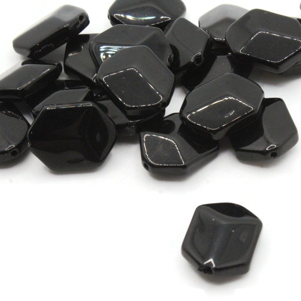 20 17mm Perlas negras Cuentas de vidrio Cuentas hexagonales Cuentas Poligonales Joyería Fabricación de Abalorios Sueltos A la cuerda