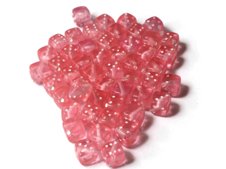 50 Pink Dice Beads 8mm Cube Beads 6 Sided Dice Beads Plastic Etsy