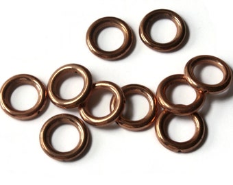 10 perline di rame rosso vintage da 22 mm, perline rotonde a ciambella, perline di plastica placcate in rame, perline ad anello, per la creazione di gioielli, perline sciolte