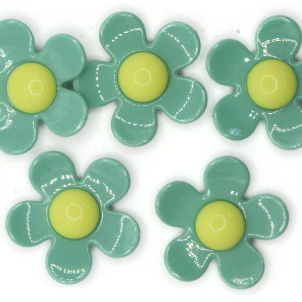 5 36mm Flower Beads Green and Yellow Daisy Plant Beads Large Plastic Beads Acrylic Beads to String Jewelry Making Beading Supplies