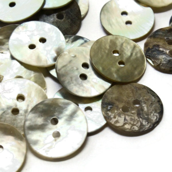 24 15mm Mother of Pearl Shell Buttons Natural Round Buttons Two Hole Buttons Jewelry Making Beading Scrapbook and Sewing Supplies