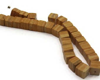 27 7mm Wooden Cube Beads Light Brown Woodgrain Beads Jewelry Making Beading Supplies