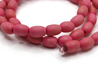 44 10mm Pink Wooden Oval Beads Wood Spacer Beads Large Hole Beads Jewelry Making Beading Supplies Smileyboy