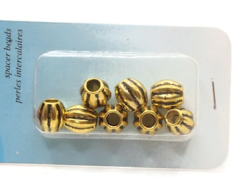 8 Pieces Gold Tone Metal Spacer Large Hole Beads Jewelry Essentials Findings