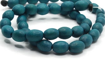 45 10mm Sky Blue Wooden Oval Beads Wood Spacer Beads Large Hole Beads Jewelry Making Beading Supplies Smileyboy