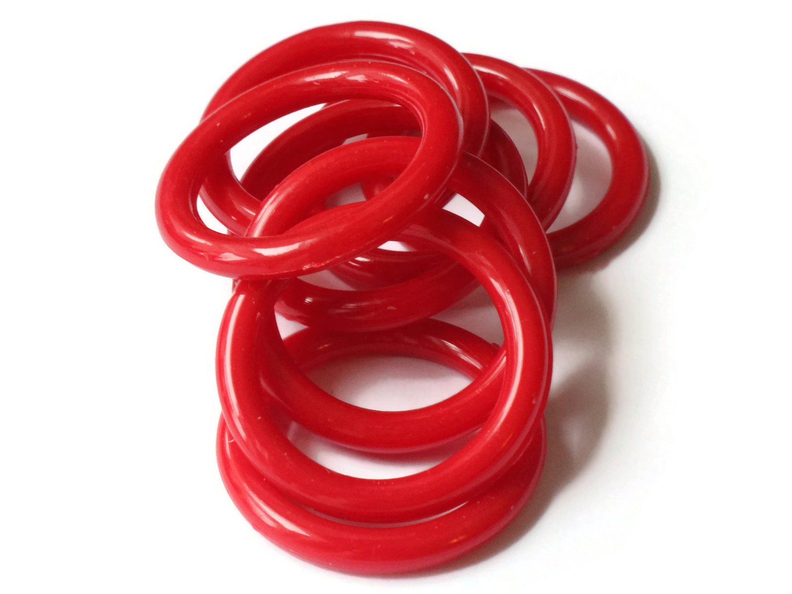 8 38mm Red Ring Beads Vintage Plastic Links Jewelry Making Etsy