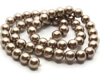 53 8mm Bronze Brown Glass Pearl Beads Faux Pearls Jewelry Making Beading Supplies Round Accent Beads Ball Beads Small Spacer Beads