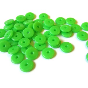 50 10mm Green Disc Beads, Vintage Plastic Beads, New Old Stock Beads Saucer Beads Loose Beads Jewelry Making Beading supplies image 10