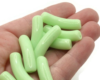 12 32mm Light Green Curved Tube Beads Plastic Beads Jewelry Making Beading Supplies Loose Beads Smileyboy