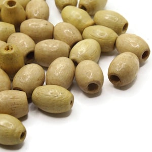60 10mm Natural Brown Wooden Oval Beads Wood Spacer Beads Large Hole Beads Jewelry Making Beading Supplies Smileyboy