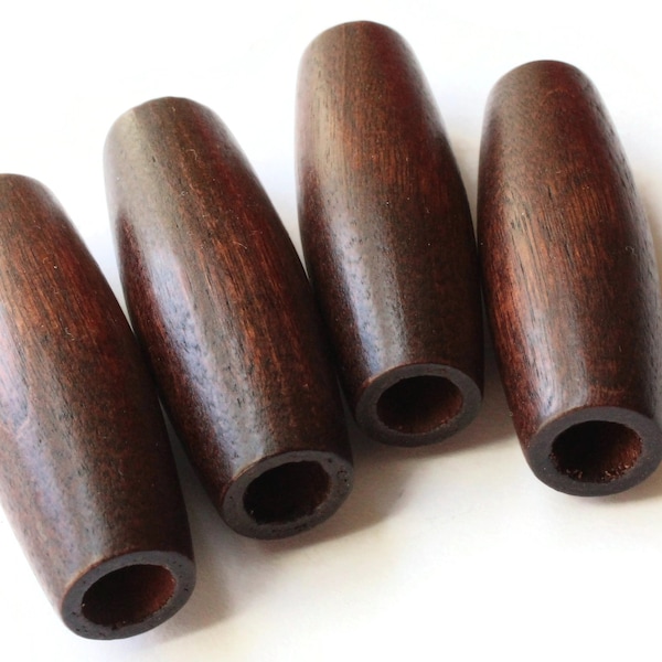 2 Inch Long Large Tube Beads Dark Brown Beads Wood Beads Wooden Beads Vintage Beads Large Hole Beads Macrame Beads