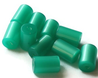 10 13mm Green Tube Bead Vintage Lucite Beads Moonglow Lucite Bead Loose Beads New Old Stock Beads Plastic Beads Acrylic Beads Jewelry Making