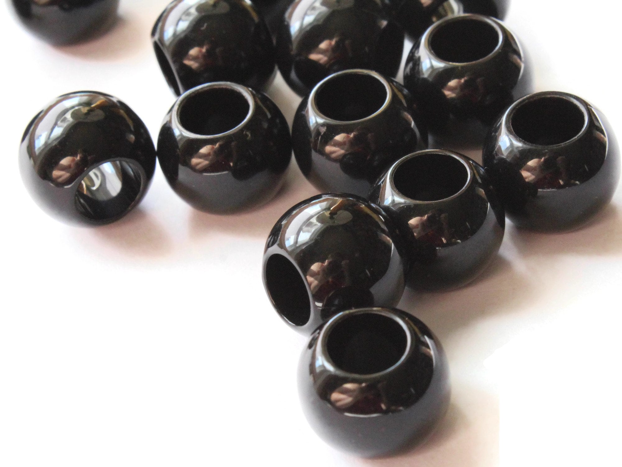 Large Hole Beads Natural Black Lava 8mm 10mm Round Beads