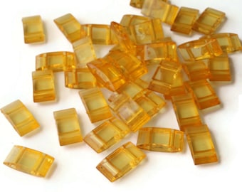 40 cuentas acrílicas de 17 mm con dos agujeros, color amarillo, rectangulares de plástico con doble perforación, para bisutería, cuentas sueltas, Smileyboy