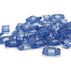 40 17mm Two Hole Blue Pillow Acrylic Beads Double Drilled Plastic Rectangle Beads Jewelry Making Beading Supplies Loose Beads Smileyboy