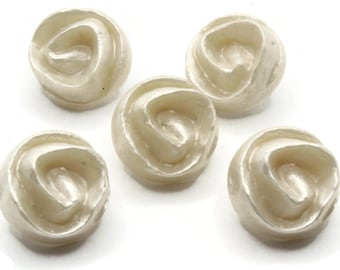 4 st, 23 mm vintage beige blommaknappar i plast med skaft, sömnadstips, smyckestillverkning, pärltillbehör, sömnadstillbehör