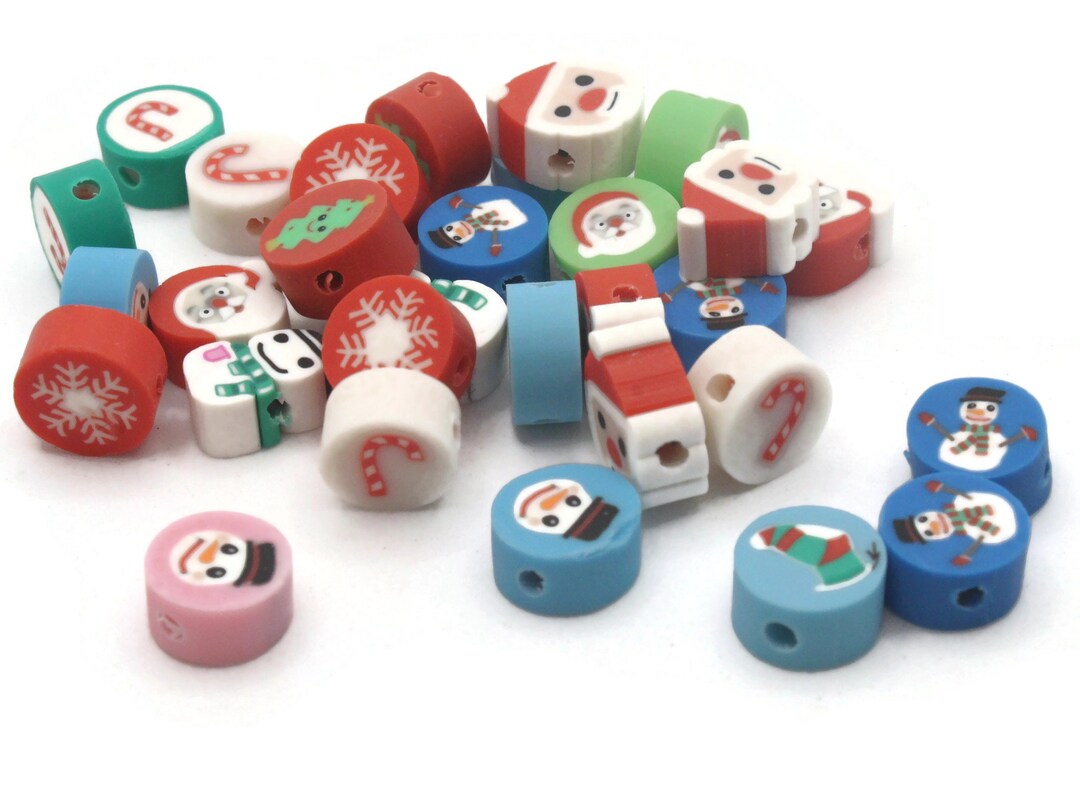 30 Mixed Beads Assorted Beads Christmas Holiday Beads Polymer Clay