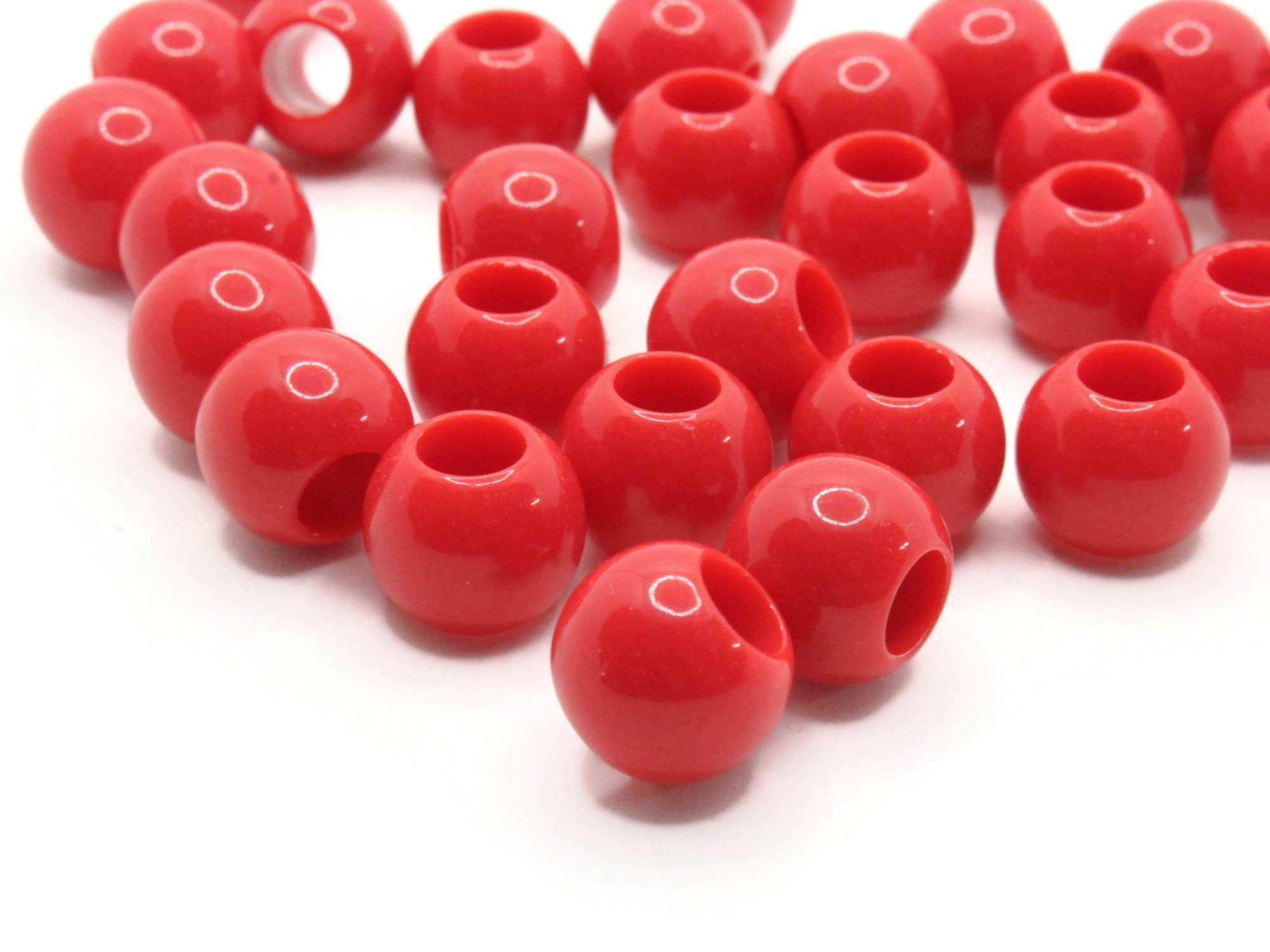 30 14mm Red Large Hole Beads Plastic Beads Jewelry Making Etsy