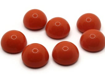 20 mm leuchtend orangefarbene Vintage-Cabochons aus Lucite-Kunststoff, runde Kuppel-Cabochon-Fliesen