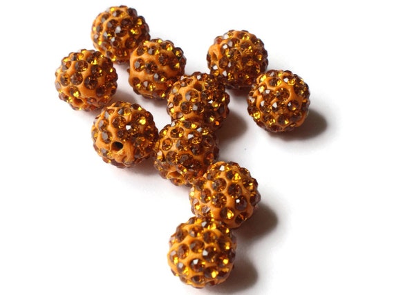 12mm Light Orange Rhinestone Beads Round Polymer Clay Sparkle | Etsy