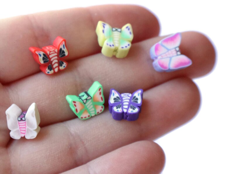 24 Clay Butterfly Beads Polymer Clay Beads Mixed Beads Multicolor Beads Moth Insect Beads Small Loose Beads Bug Beads Jewelry Making