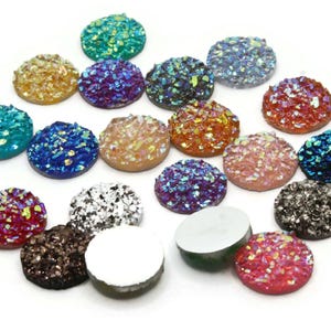 20 Assorted Color Druzy Faux Druzy Cabochons 10mm Cabochons Mixed Druzy Cabochon Resin Cabochons Jewelry Making Round Cabochons Druze